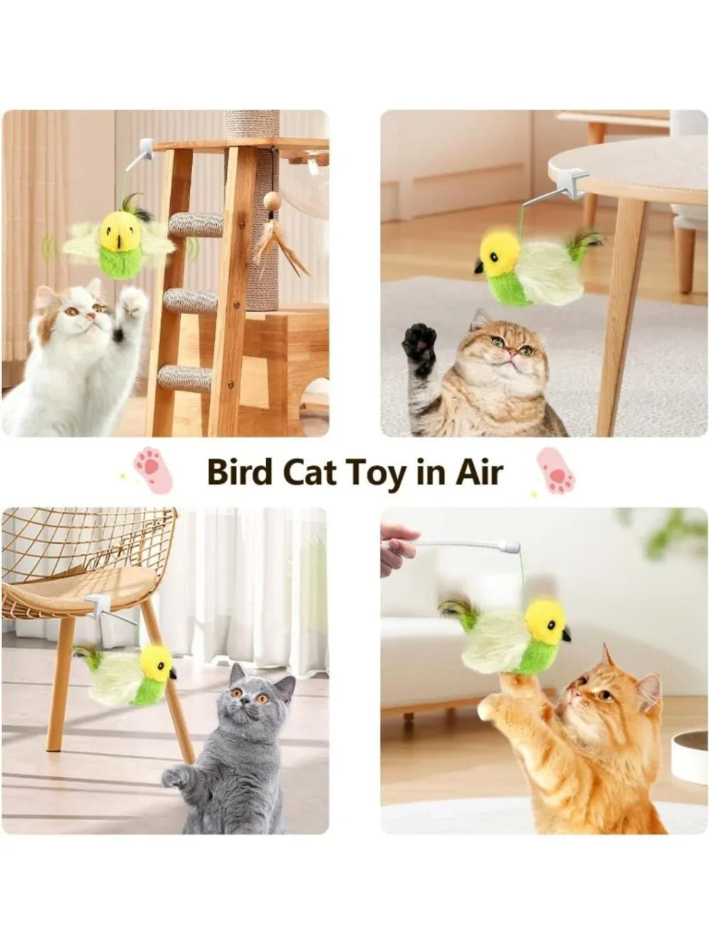 Interactive Cat Toy - Lifelike Flying Bird with Catnip & Feathers, Rechargeable